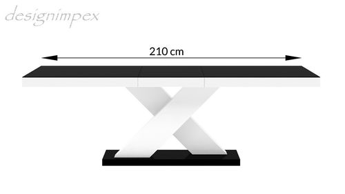 Design Esstisch Tisch HE-888 Schwarz / Weiß Hochglanz ausziehbar 160