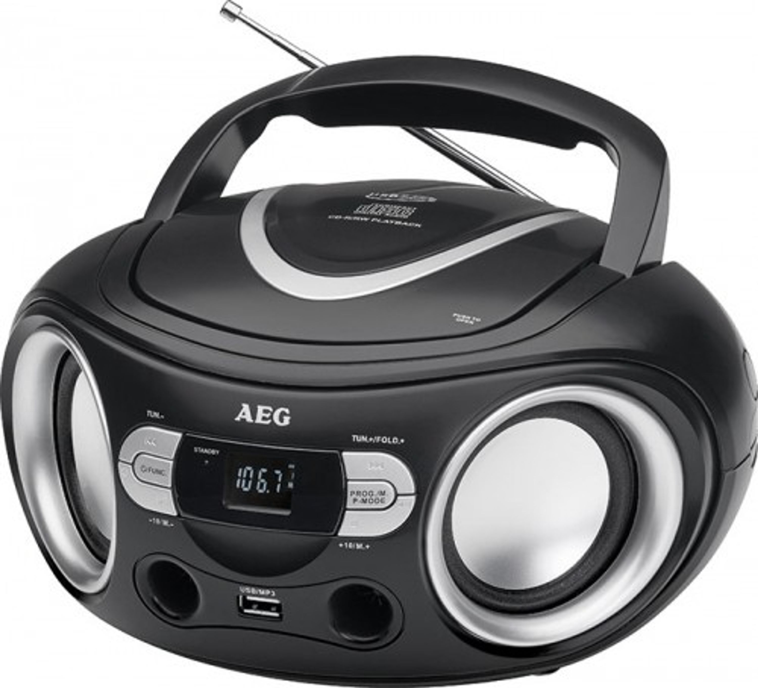 Tragbarer CDPlayer mit CD, MP3, USB, AuxIn AEG Boombox SR 4374 schwarz eBay