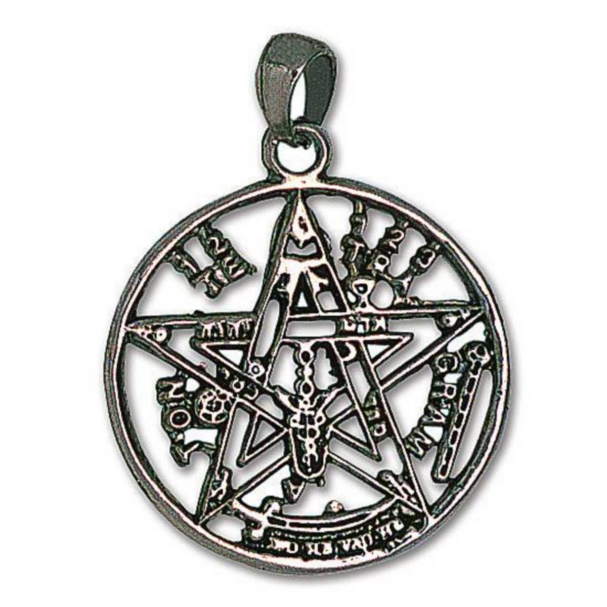 Anhänger rund Schutz gotisches Pentagramm 3cm