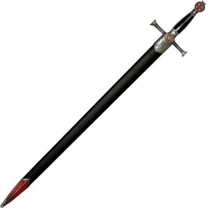 Deko Templer Schwert mit Tatzenkreuze und schwarzer Scheide 84,5cm