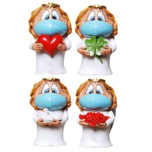 4er Set Schutzengel - Corinna mit Mundschutz 7,5cm