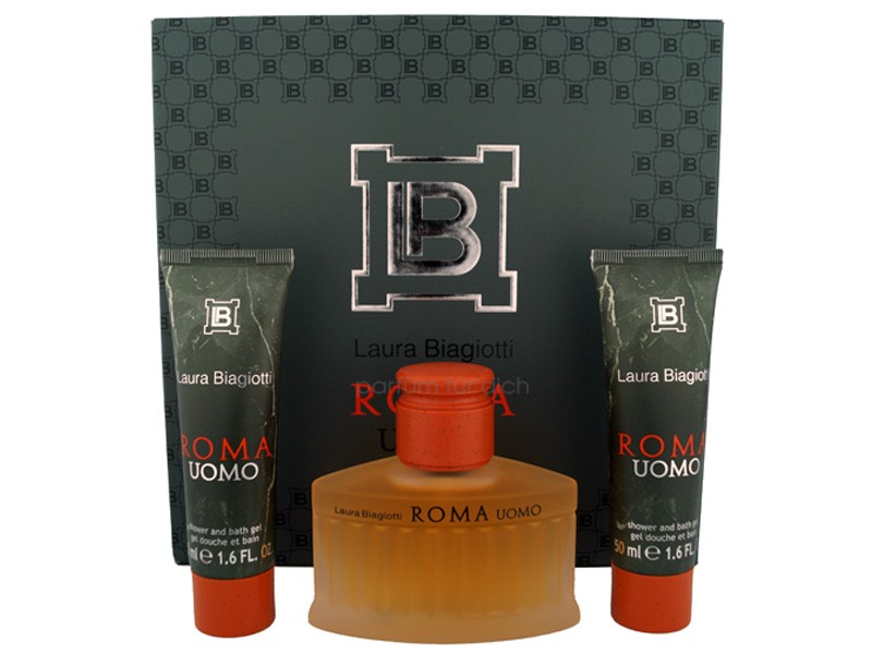 Laura Biagiotti Roma Uomo Eau De Toilette 75ml 2x Shower Gel 50ml