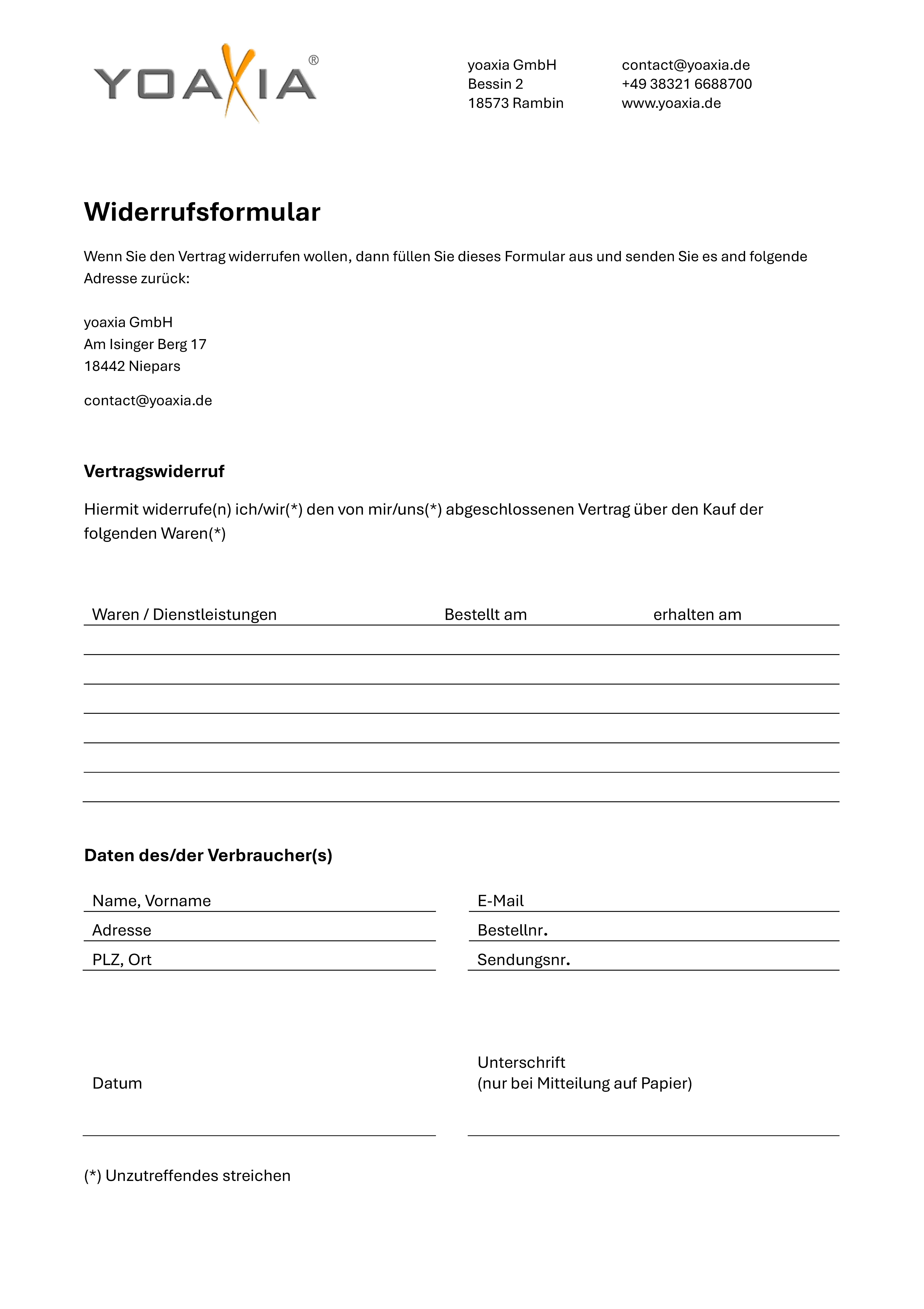 Widerrufsformular