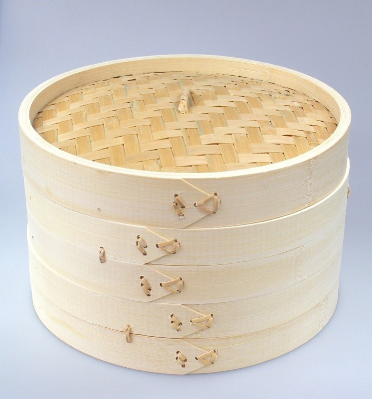 Bambusdämpfer 3-teiliges Set 30.5cm STABILE AUSFÜHRUNG Bamboo Steamer ...