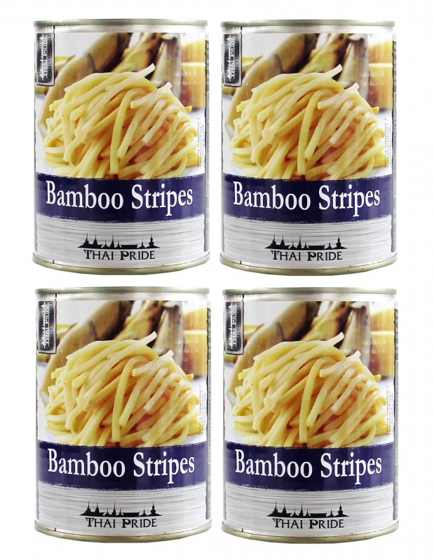 4er Pack THAI PRIDE Bambussprossen Streifen (4x 300g ATG) | Bambus-Streifen  | Bamboo Stripes | Yoaxia - Lebensmittel und Ambiente aus Asien