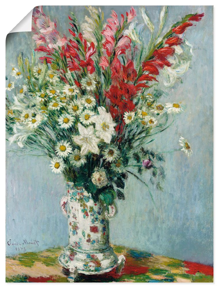 Stillleben Mit Blumenstrauß Und Schädel Analyse Claude Monet: Blumenstrauß aus Gladiolen, Lilien und Margeriten. 1878