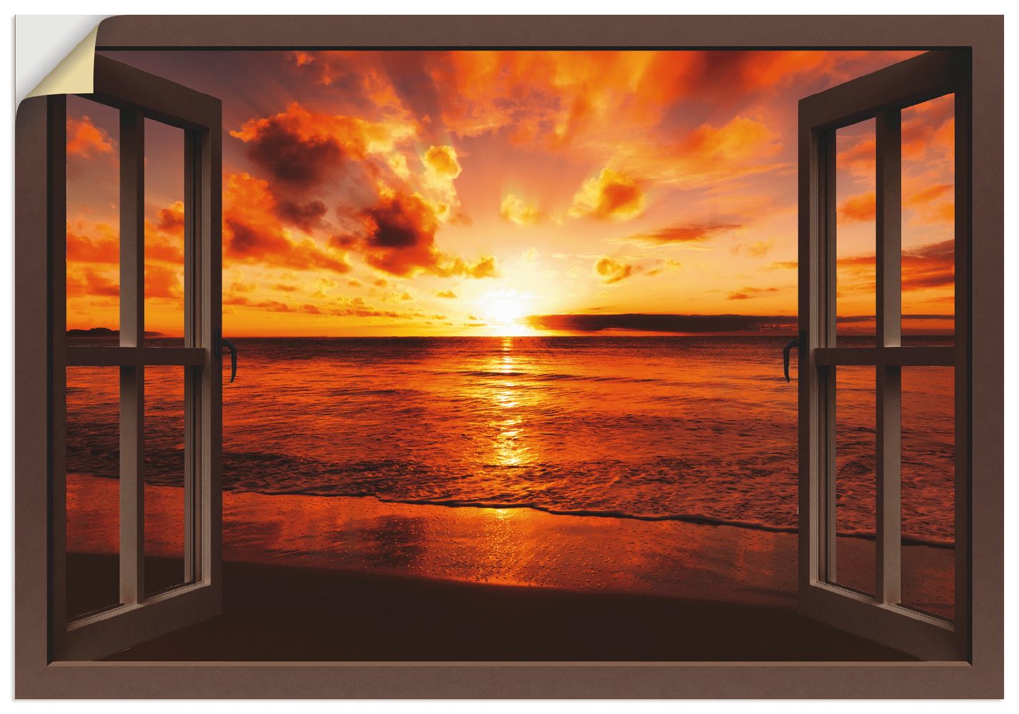 Idizimage Fensterblick Schoner Tropischer Sonnenuntergang Am Strand Viele Produktarten Grossen Artgalerie De