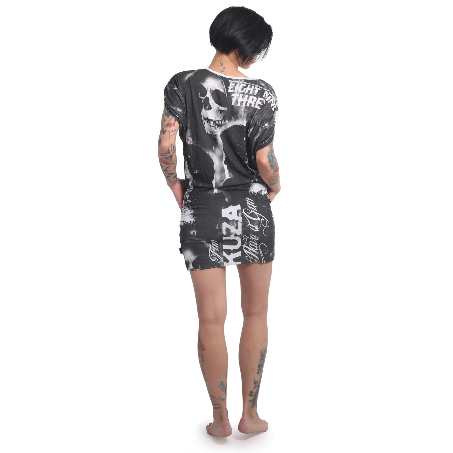 Damen Kleid 10124 Weiß Skull Dress Yakuza Dawn Gkb Skater eYWED9IH2