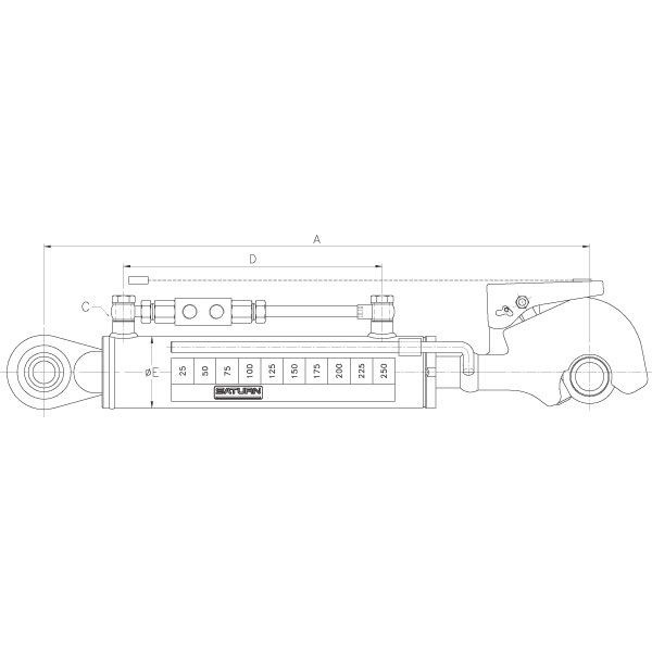 Hub 230 mm mit Schlauchsatz Bedienungsseil Hydraulischer Oberlenker Kat 2