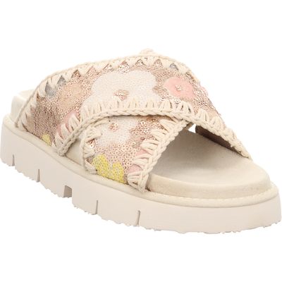 Mou Sequins Criss-Cross Sandale - MU.SW461017G-SSNUD - Nude sequin spring nude | beige