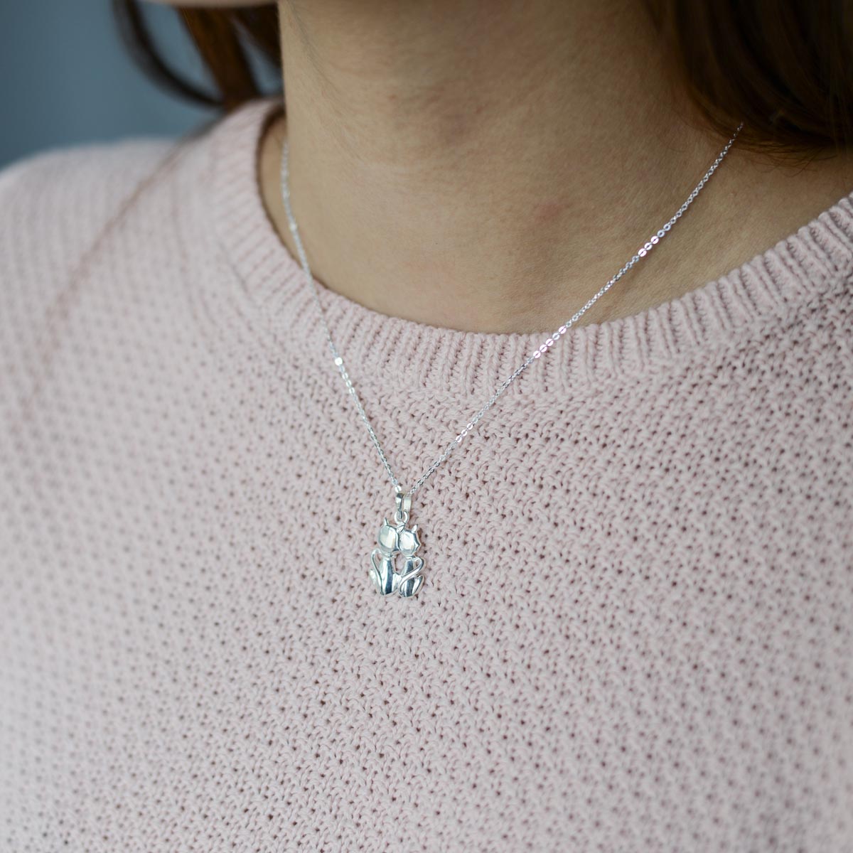 Zeuslia Herz Halskette Mit Schwarzer Katze - Sterling Silber Birthstone Kette Für Frauen