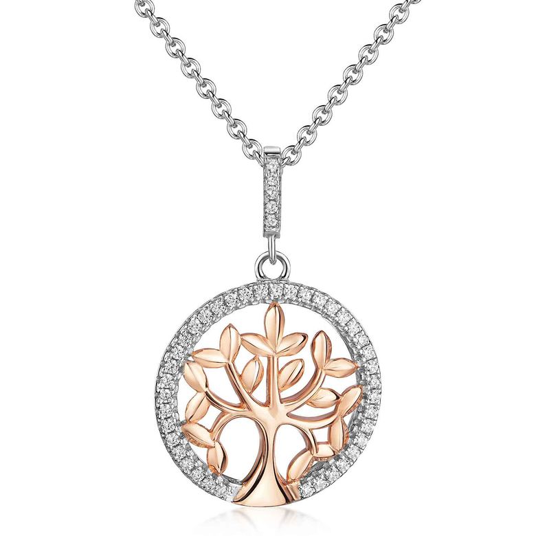 MATERIA Rosegold Damen Anhänger Lebensbaum 925 Silber Zirkonia