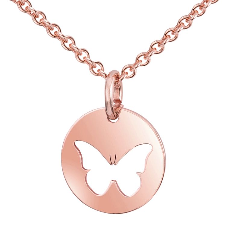 MATERIA Rosegold Kette mit Anhänger Schmetterling 925 Silber