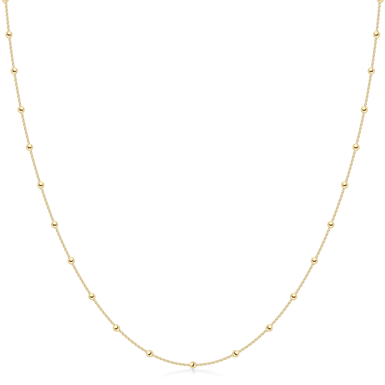 Unique Kugelkette 925er Silber Vergoldet 1,8mm | Mit Karabinerverschluss & Geschenketui