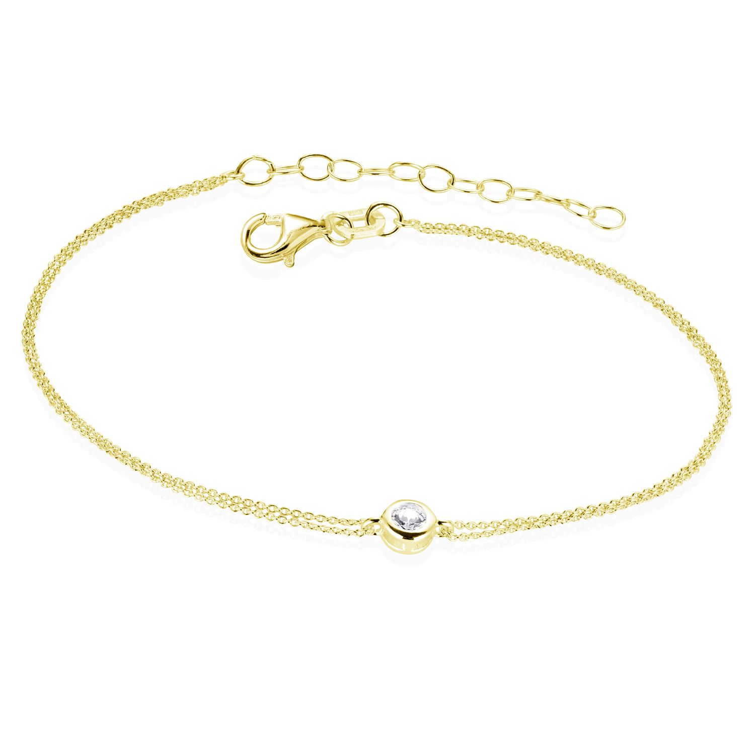 Armband Silber 925 Gelbgold vergoldet Armkette mit Zirkonias Silberarmband Gold