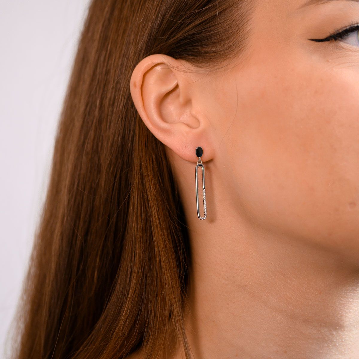 MATERIA Damen Ohrstecker 925 Silber - Mit Edelstein & Zirkonia, Rhodiniert