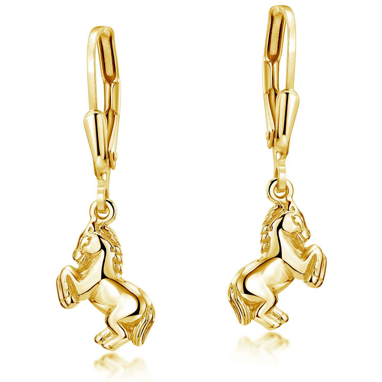 Kinder Ohrstecker Pferdchen - 925 Silber Vergoldet Für Mädchen