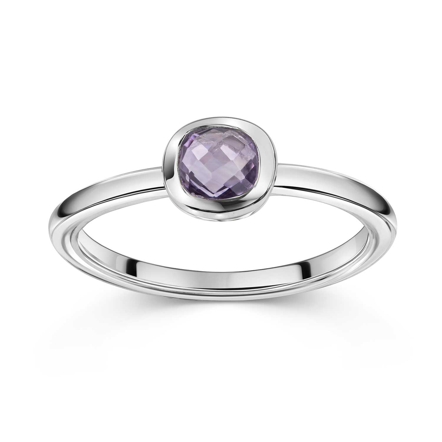 Amethyst Edelstein Ring Silber 925 quadratisch lila