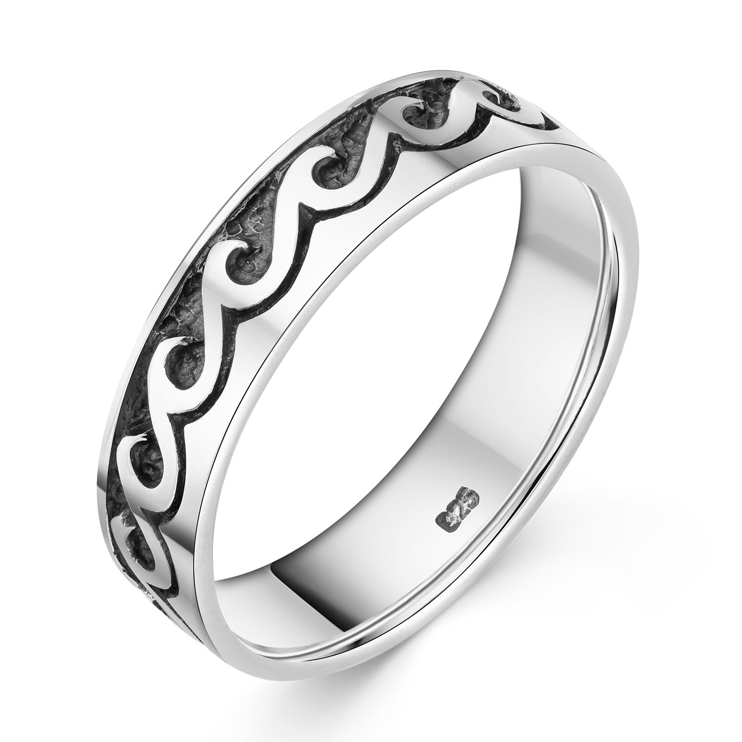 Ring mit Wellenmuster Silber 925 fur Herren