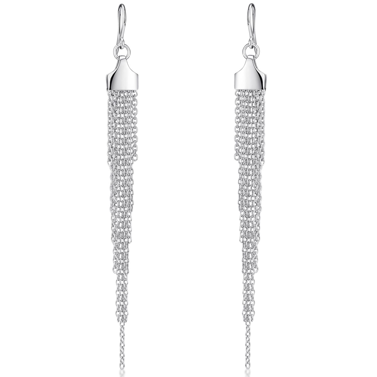 MATERIA Lange Ohrhänger Silber 925 Damen Ohrringe 110mm rhodiniert |  Materia Schmuck