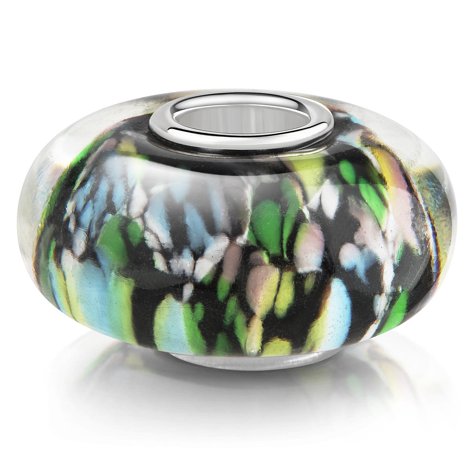 MATERIA Glas Bead Moonlight - Mond Anhänger Mit Sternen Für Armbänder