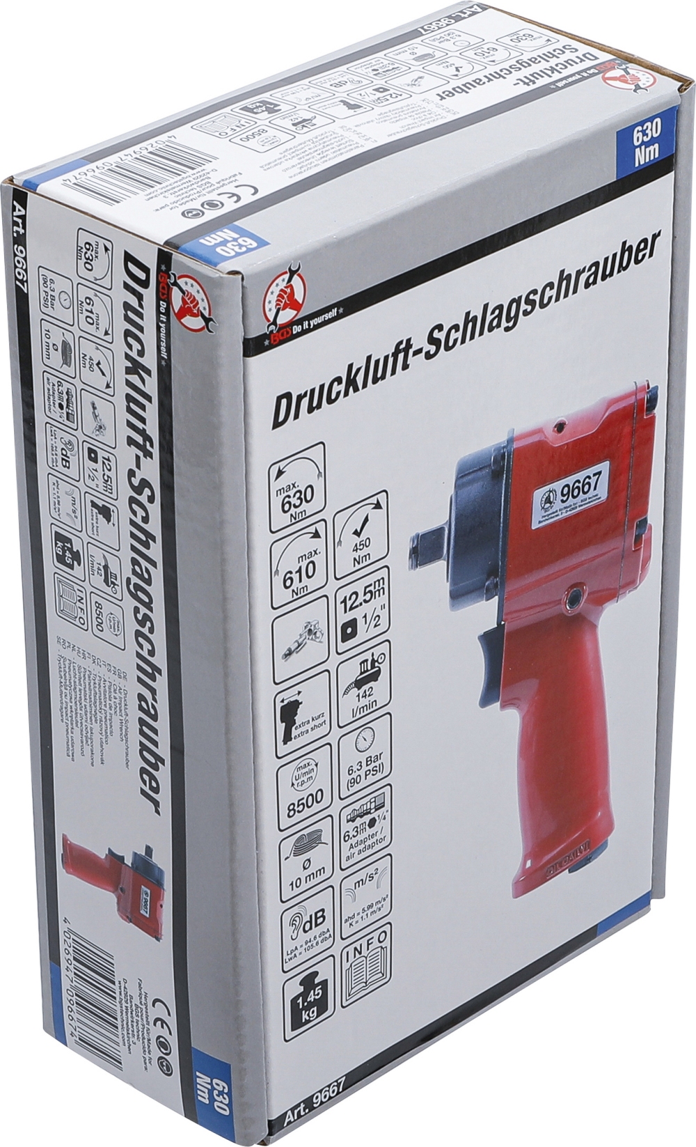 BGS DIY 9667 Druckluft Schlagschrauber 12,5mm (1/2