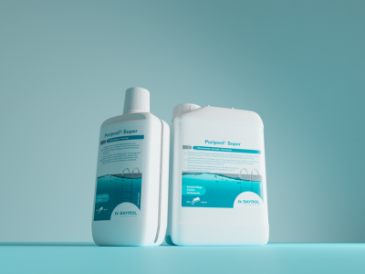 Puripool Banner mit blauem Hintergund