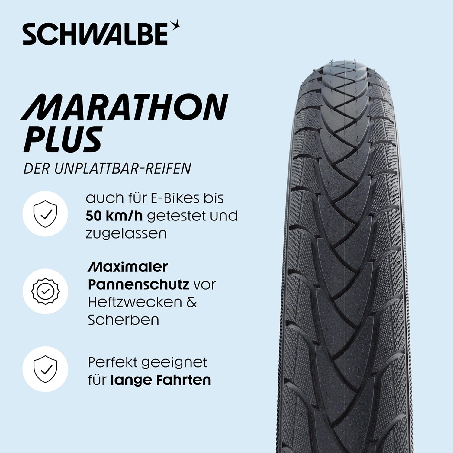 Schwalbe Marathon Plus (unplattbar) - Unplattbar-Fahrradreifen,16-28 Zoll,  mit Reflex, E-Bike ready bis zu 50 km/h | GermanXia - Ihr Klner Spezialist  fr eMobilitt