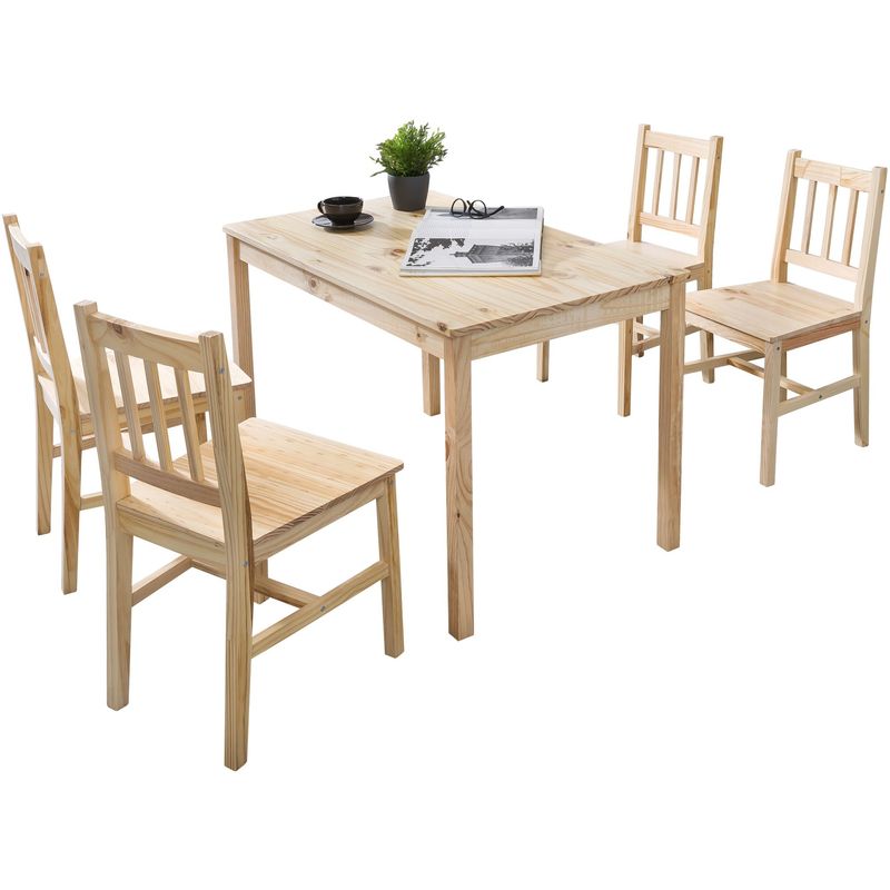Esszimmer-Set EMIL 5 teilig Kiefer-Holz Landhaus-Stil 108 x 73 x 65 cm