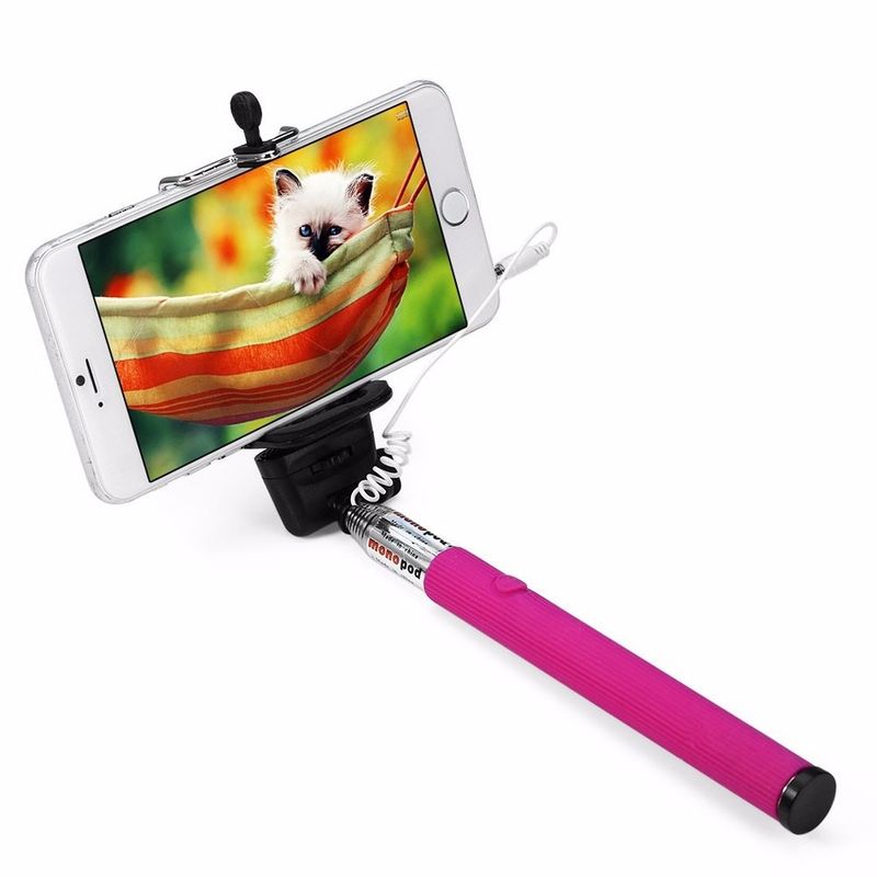 Selfie Stick PINK / ROSA für Apple iPhone & Android Smartphones