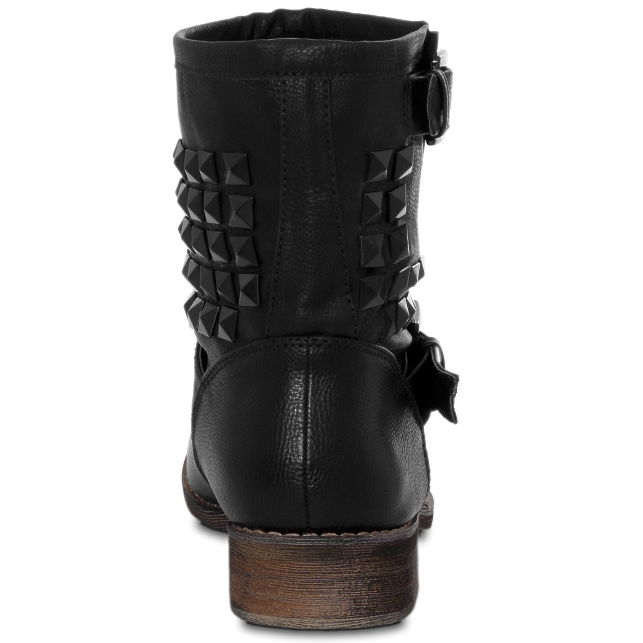 CASPAR Damen Vintage Biker Cowboy Stiefelette mit Metall Biker Boots Western Stiefeletten Vintage Nieten Schnallen