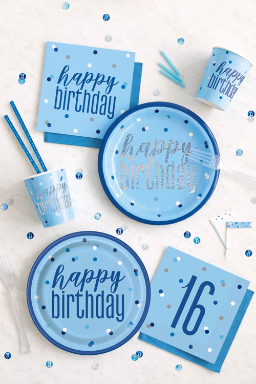 Birthday glitzer blau