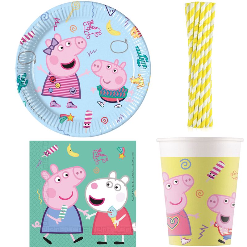 Peppa Wutz Geburtstagsdeko Set - 6 Masken + 8 Partyhüte Für Kinderparty