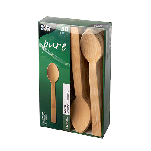 1000 Bambus Lffel "pure" 17 cm natur Einwegbesteck | playflip.de