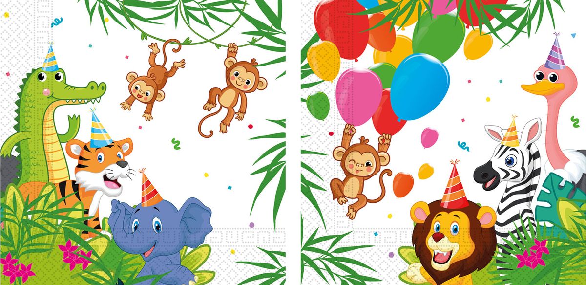 Partyset Tiere Kindergeburtstag Safari Dschungel Zoo Geburtstag