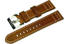 Brown genuine leather strap with light seam 22mm L Brown genuine leather strap with light seam 22mm L