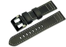 Black genuine leather strap with light seam 22mm L3 Black genuine leather strap with light seam 22mm L3