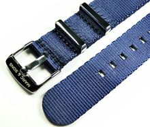 MARC & SONS Herringbone Nato-Durchzugsband Farbe blau 22 mm, T4 MARC & SONS Herringbone Nato-Durchzugsband Farbe blau 22 mm, T4