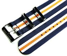 MARC & SONS Nato-Durchzugsband Farbe blau weiß orange, 22 mm, T7 MARC & SONS Nato-Durchzugsband Farbe blau weiß orange, 22 mm, T7