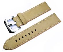 Beige genuine leather strap with white seam, 22mm, Reference L7 Beige genuine leather strap with white seam, 22mm, Reference L7