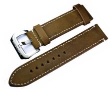 Brown genuine leather strap with white seam, 22mm, Reference L8 Brown genuine leather strap with white seam, 22mm, Reference L8