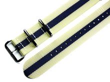MARC & SONS Nato-Durchzugsband Farbe beige blau, 22 mm, T14 MARC & SONS Nato-Durchzugsband Farbe beige blau, 22 mm, T14