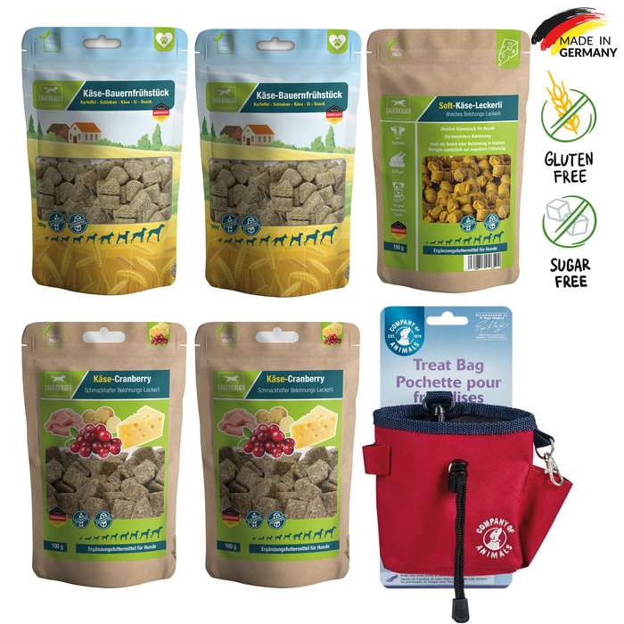 5er Set Dauerkauer Käseleckerli + Gratis Leckerli Beutel 