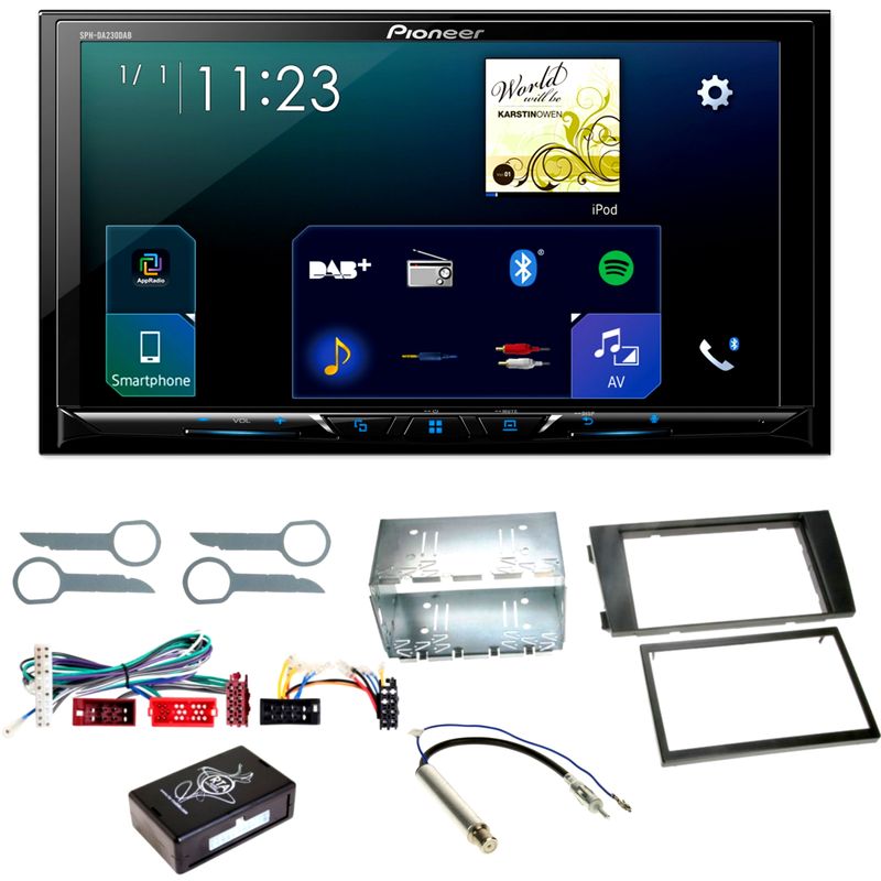 Pioneer SPH-DA230DAB CarPlay DAB+ Android Auto Einbauset für Audi A6 4B