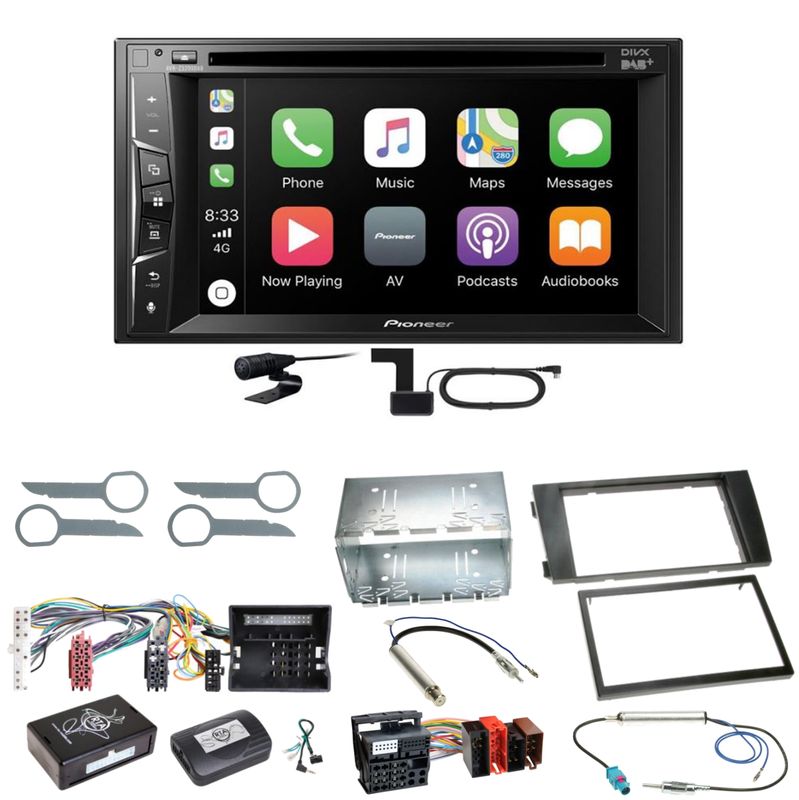 Pioneer AVH-Z3200DAB Carplay Bluetooth DAB Einbauset für Audi A6 4B Facelift