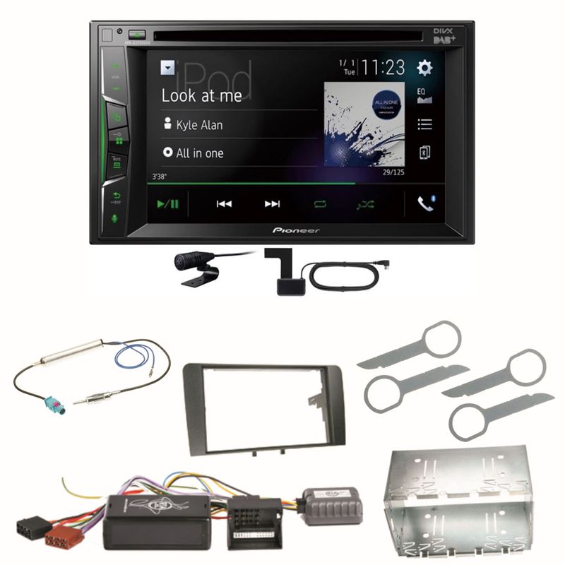 Pioneer AVH-A3200DAB Bluetooth Digitalradio CD MP3 Einbauset für Audi A3 8P 8PA