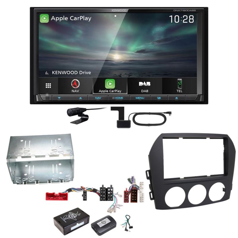 Kenwood DNX-7190DABS Android Auto Carplay DAB+ DVD Einbauset für Mazda MX-5 NC