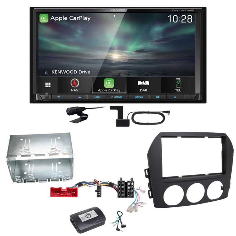 Kenwood DNX-7190DABS Android Auto Carplay DAB+ CD Einbauset für Mazda MX-5 NC FL