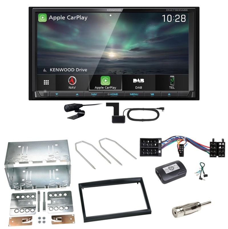 Kenwood DNX-7190DABS Android Auto DAB+ Einbauset für Peugeot 307 Citroen C2 C3