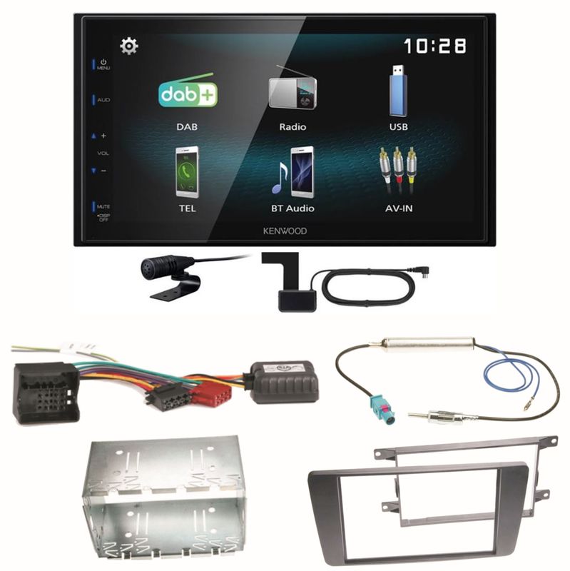 Kenwood DMX-125DAB Bluetooth Digitalradio Einbauset für Skoda Octavia 2 Yeti 5L